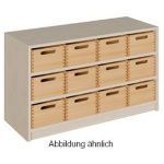 Schränke mit 12 mittleren Massivholzkästen mit SF, 60cm hoch 